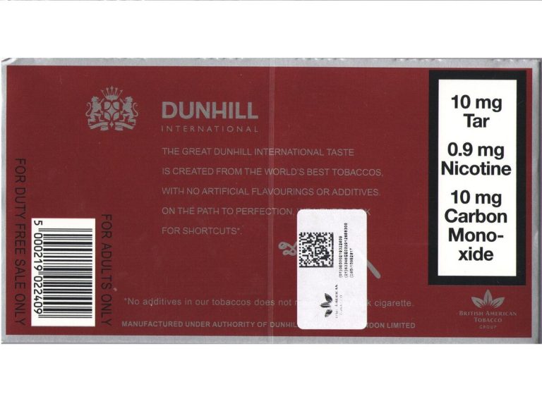 Dunhill International Menthol 20 100s Cigarettes Wide Flat Hard Box