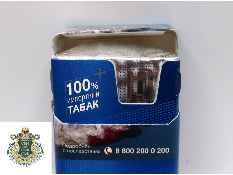 LD Blue Compact cigarette construction close-up