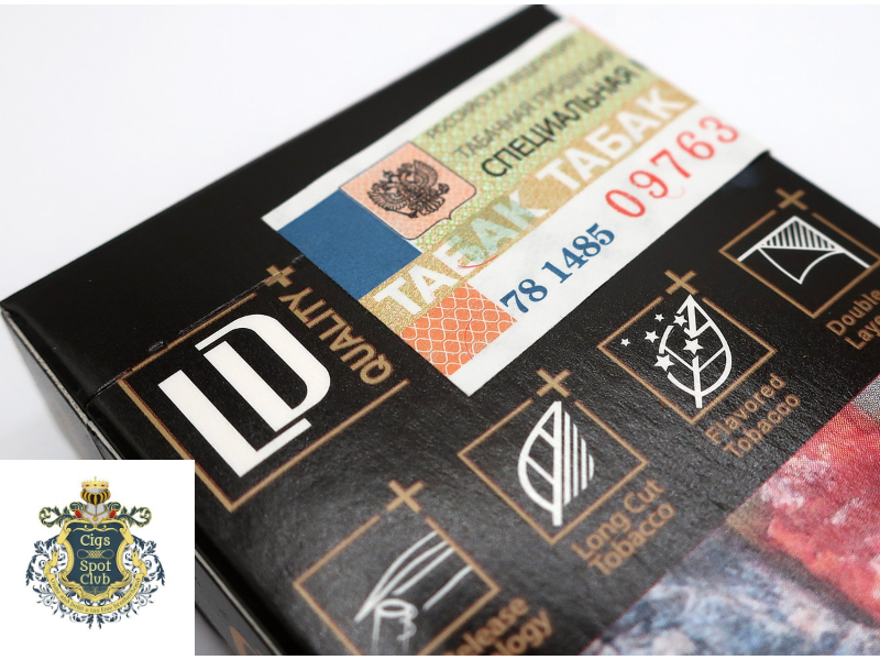 LD Lounge double cigarettes tax stamp detail